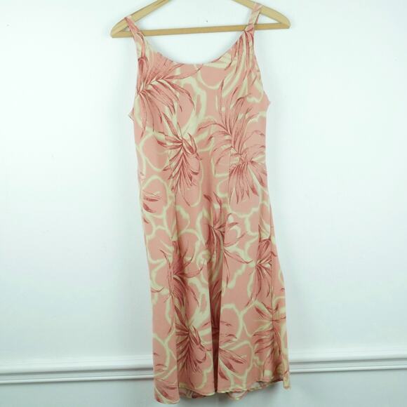 Vintage Medium Dress Hawaiian Resort Tencel Soft Floral Pastel Pink 90s Bias Cut - Picture 7 of 7